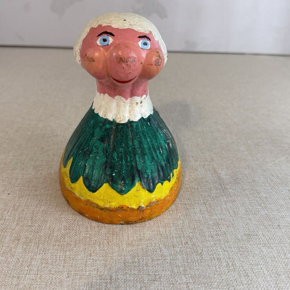 Antique Cast Iron Clawfoot Tub Foot Folk Art Painted Lady Doorstop 6”